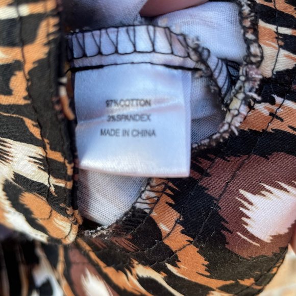 LAST CHANCE  Jacket Blazer Size Large Brown Black White Pattern Tie Waist Collar - Picture 6 of 9